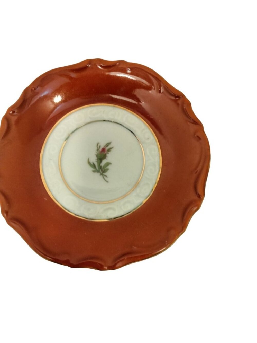 Rosebud Red Saucer RW Bavaria Germany Maria Theresia Fine Porcelain